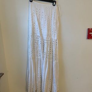 Two piece white eyelet maxi skirt and bandeau